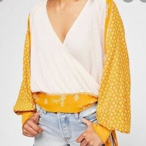 Free People Auxon Pink and Yellow Thermal Top